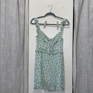 light green floral mini ruffle dress